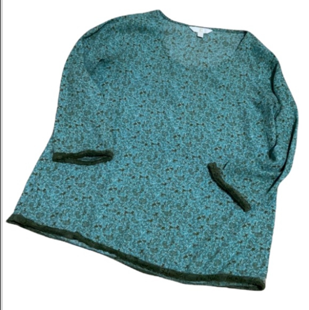Charming Charlie Paisley Green and Blue Top